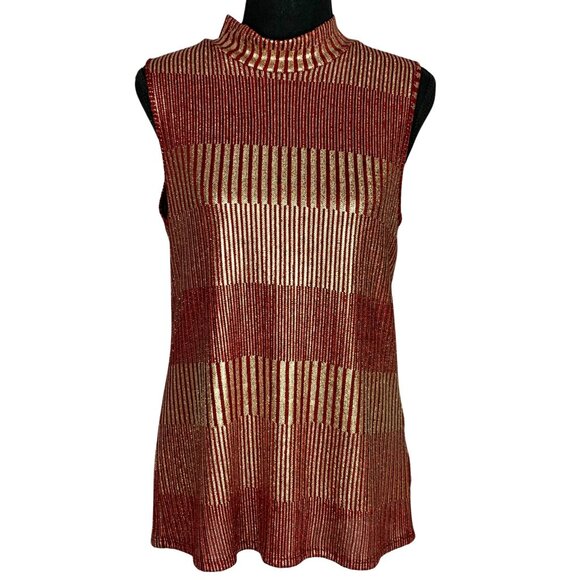 Metallic Sleeveless Turtleneck Top - Picture 1 of 7
